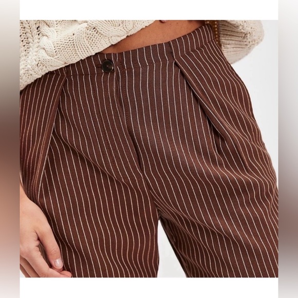 BRAND NEW- Free People Brown Striped Women's Pants - Picture 2 of 12